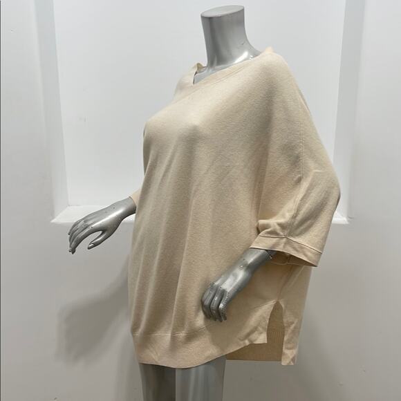 Brochu Walker Name Brand Cut Off Beige Wool Cashmere Knit Asymmetrical Sweater S - Picture 3 of 12